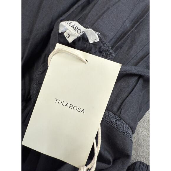 NWT Tularosa x Revolve Black Cotton Midi Dress Puff Sleeves Open Lace-Up Back S - Picture 7 of 8